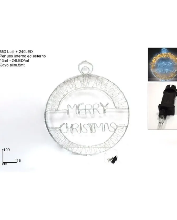 Scritta Merry Christmas Luminosa 550 Luci + 240 Led Uso Interno/Esterno