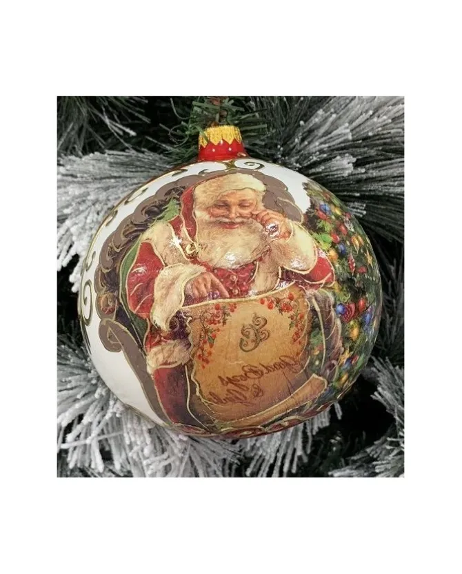 Sfera Di Vetro Decorata A Mano 150Mm Per Albero Di Natale