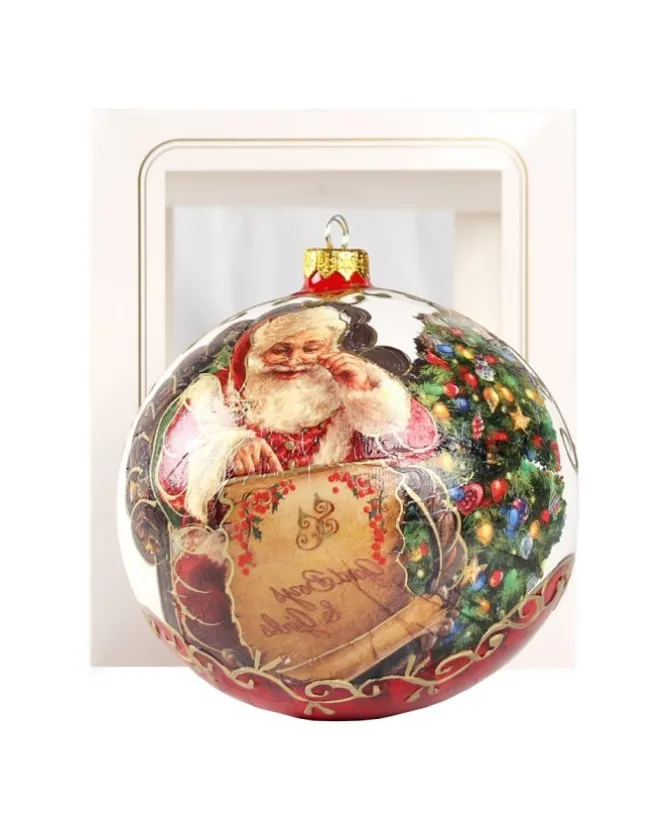 Sfera Di Vetro Decorata A Mano 150Mm Per Albero Di Natale