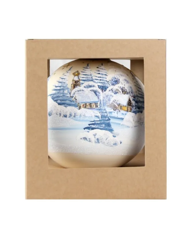 Sfera Di Vetro Decorata A Mano O150Mm Per Albero Di Natale