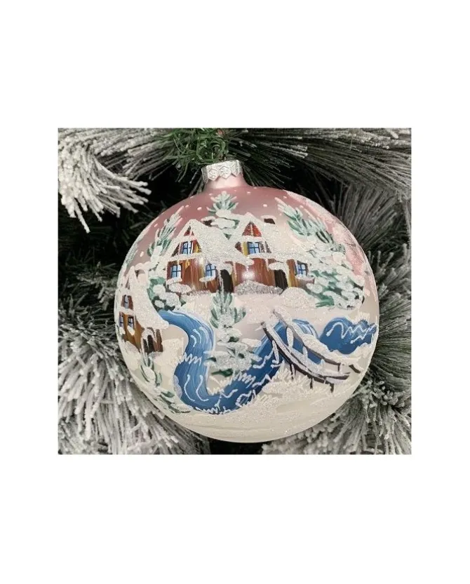 Sfera Di Vetro Decorata A Mano 150Mm Per Albero Di Natale