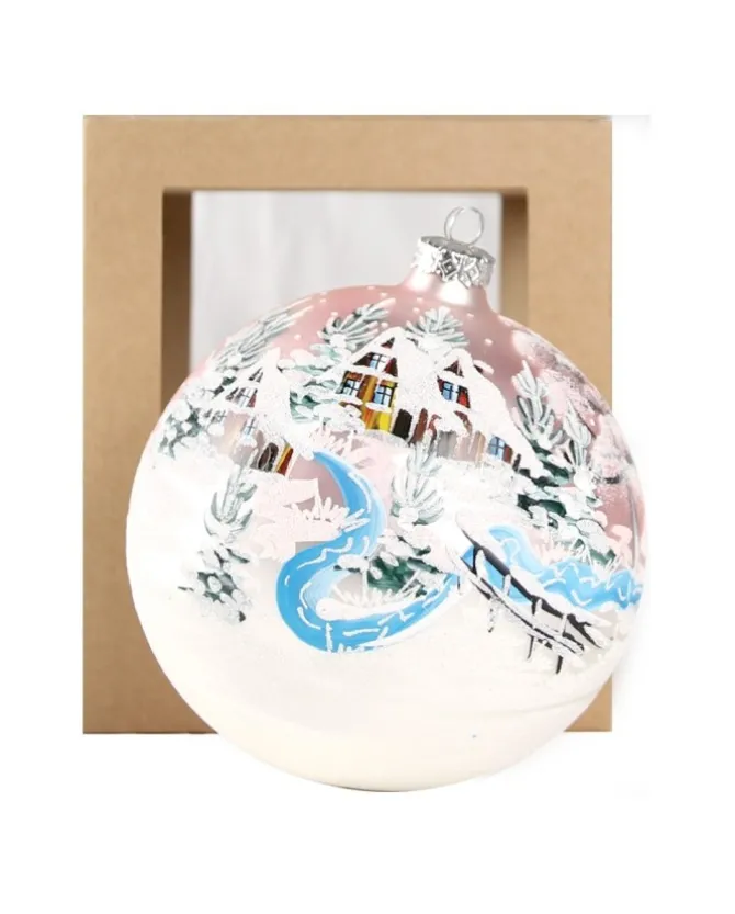 Sfera Di Vetro Decorata A Mano 150Mm Per Albero Di Natale