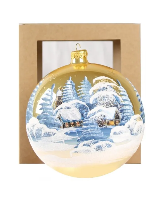 Sfera Di Vetro Decorata A Mano O150Mm Per Albero Di Natale