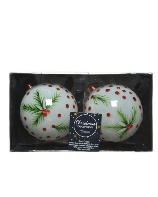 Sfera Pallina In Vetro Con Devoro Bacche 8 Cm