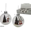 Sfera Pallina In Vetro Con Personaggio Natalizio 80 Mm 2 Modelli Assortiti