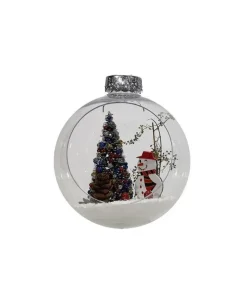 Sfera Pallina In Vetro Con Personaggio Natalizio 80 Mm 2 Modelli Assortiti
