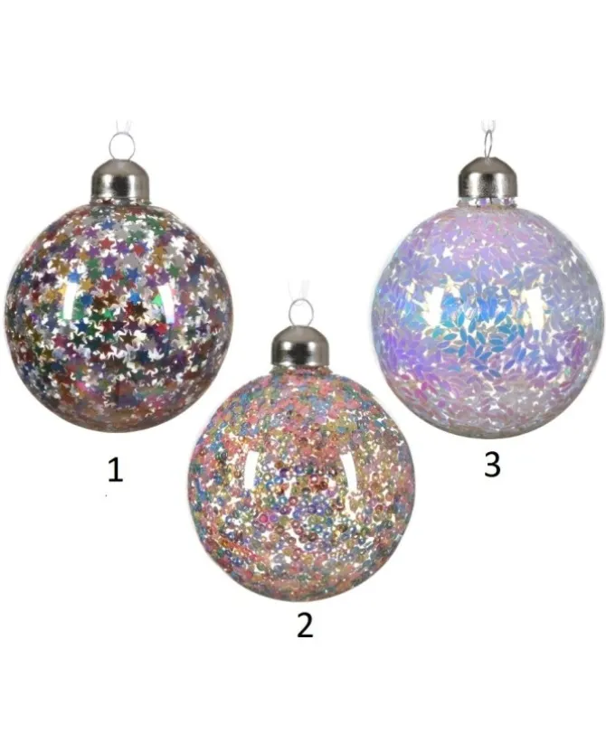 Sfera Pallina In Vetro Decorata Multicoore