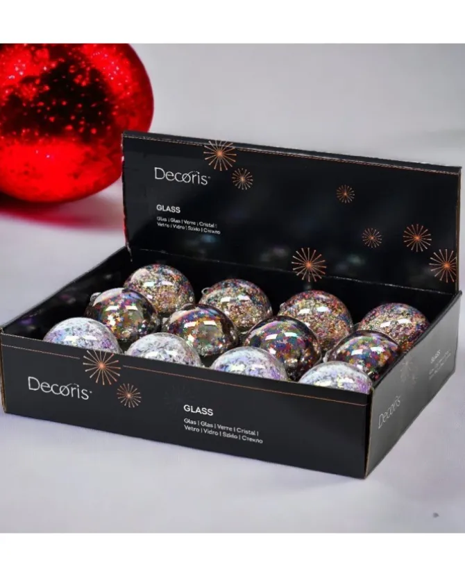 Sfera Pallina In Vetro Decorata Multicoore