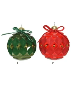 Sfera Pallina In Vetro In Confezione Da 2 Pz Con Fiocchetto In Velluto