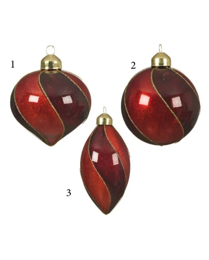 Sfera Pallina Ornamento Vortice Di Vetro Glitter 3Ass