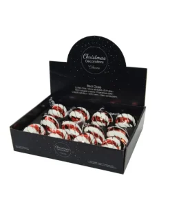 Sfere In Vetro Bianco E Rorro 3Ass 8 Cm