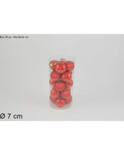 Sfere Palline Di Vetro 70Mm Rosse Lucide E Opache Per Albero Di Natale 20Pz