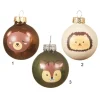 Sfere Palline Di Vetro Smalto Tema Foresta Cervo -Riccio-Orso 3Ass