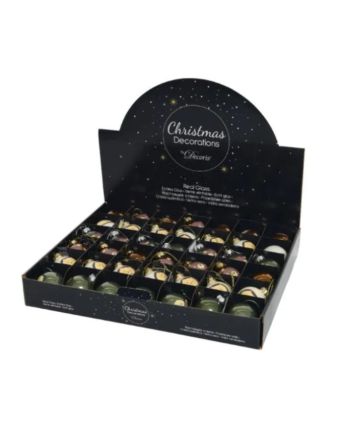 Sfere Palline Di Vetro Smalto Tema Foresta Cervo -Riccio-Orso 3Ass