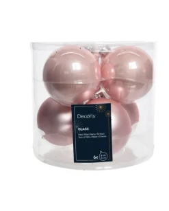 Sfere Palline Vetro Smalto, Mix Opaco D.8Cm Rosa Cipria