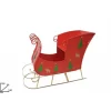 Slitta Di Babbo Natale In Metallo Rossa Con Decorazioni 140X56X100 Cm