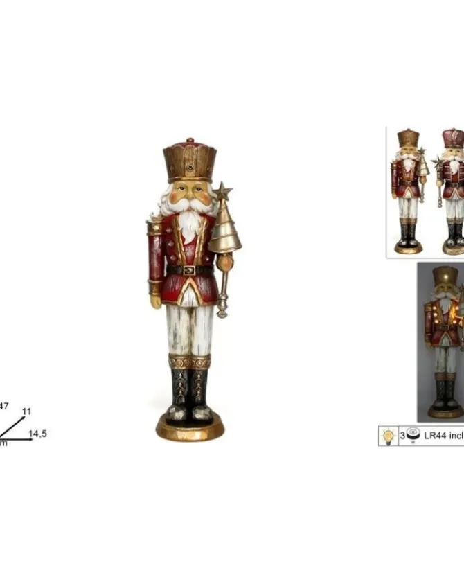 Soldato Schiaccianoci Poliresina 47X11X14,5 Cm Con Luci