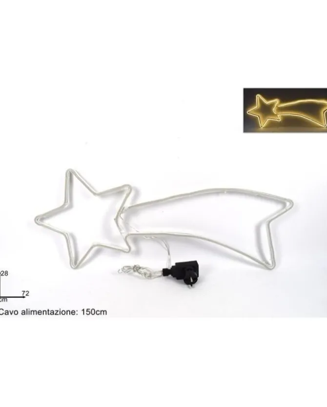 Stella Cometa Luminosa Neon Bianco Caldo 28X72Cm Per Uso Esterno