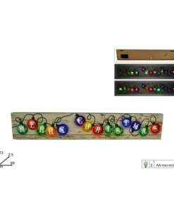 Tela Scritta Marry Christmas Con Luci A Batteria 12X2,5X69 Cm