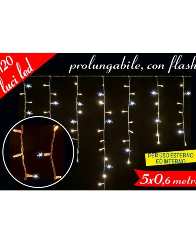 Tenda Luminosa Prolungabile 120 Led Mt 5X 0.60 Bunco Caldo Con Flash Bianchi