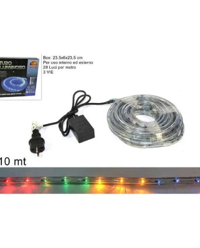 Tubo Multicolor Per Decorazione Natalizia 10 Mt Per Uso Interno/Esterno