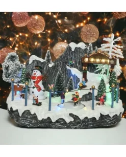 Viallaggio Giostrina Di Natale Pista Di Slittini Con Movimento Musiaca E Suoni