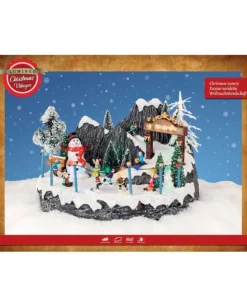 Viallaggio Giostrina Di Natale Pista Di Slittini Con Movimento Musiaca E Suoni