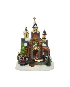 Villaggio, Giostrina In Resina Chiesa Con Coro All'Esterno