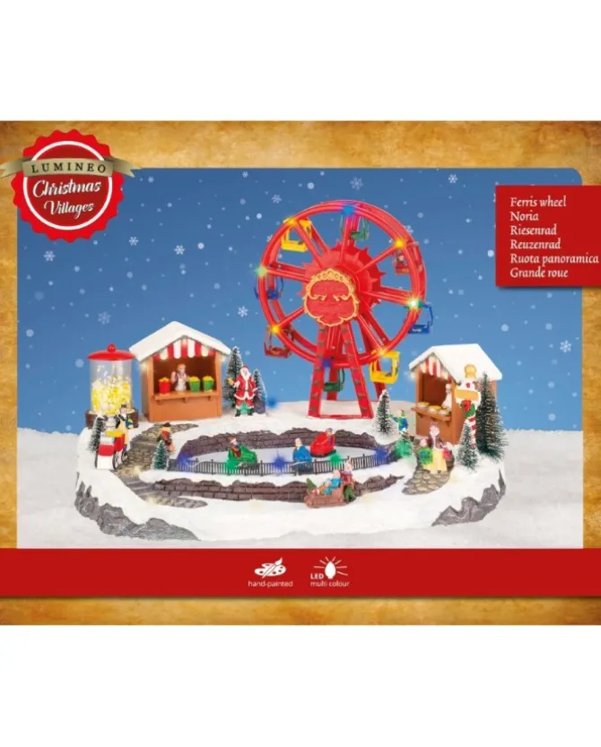 Villaggio Giostrina Lunapark Con Ruota Panoramica E Pista Di Pattiinaggio