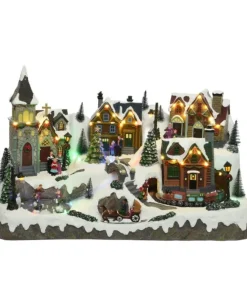 Villaggio, Giostrina, Paesaggio Con Treno In Movimento Luci E Suoni