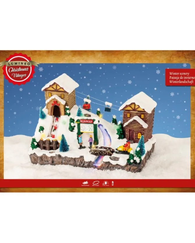 Villaggio, Paesaggio, Giostrina Con Suoni, Luci E Fibra Ottica