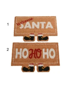 Zerbino Tappeto Natalizio In Pelo Di Cocco Naturale Con Piedi 2 Modelli Assortit